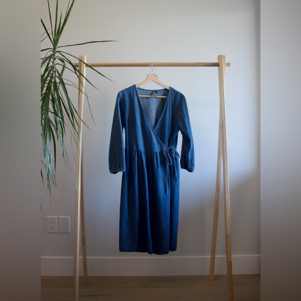 Pieces | Chambray Wrap Midi Dress